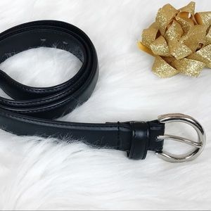 Genuine Leather Black Belt w/ Silver Buckle